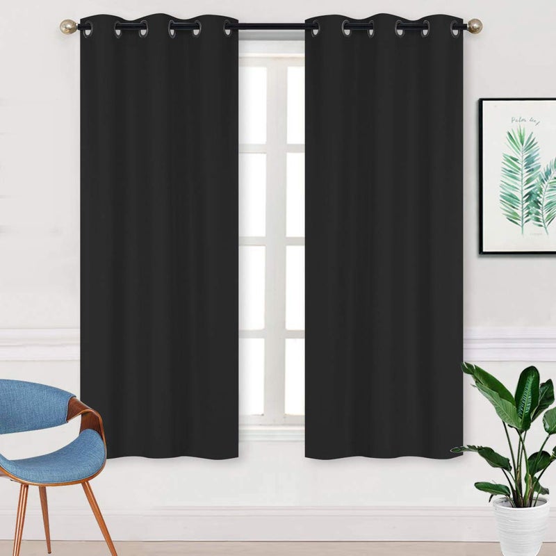 Home Collection Triple Weave Blackout Curtains with Bronze Grommets, 100% Light Blocking, Noise Reducing New (Black, 37" W x 62" L (Pack of 2)) - Image 1